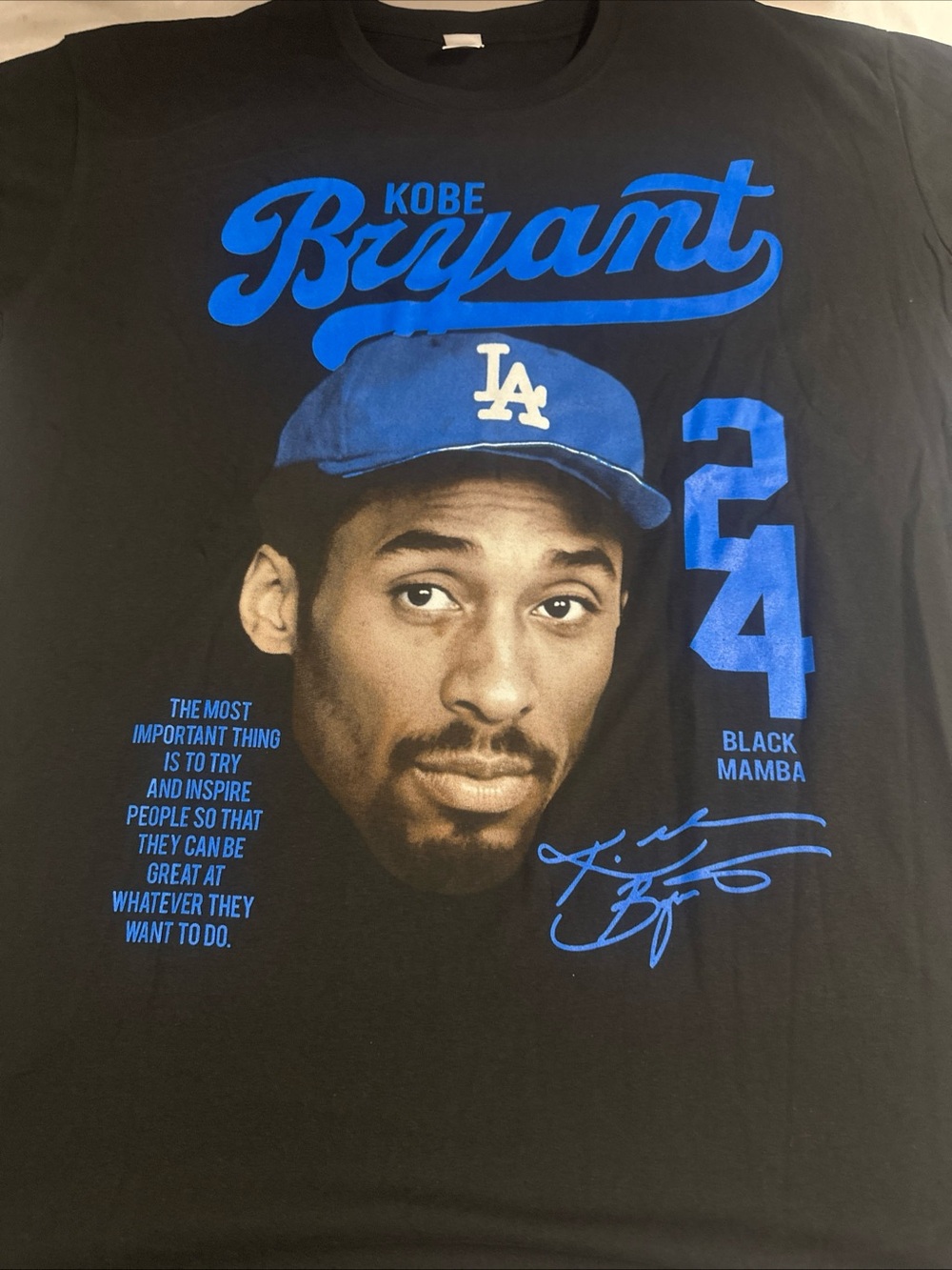 Black Kobe Bryant Graphic Tee - Black with Blue Print